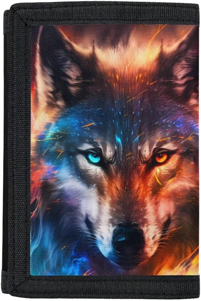 GLUDEAR Kids Boys Girls Wallet Trifold Youth Wallet Coin Pocket Card Holders Outdoor Novelty Wallet Money Organizer,Cool Wolf - Image 1